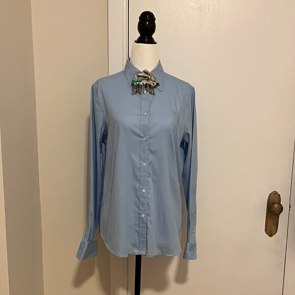 NWOT Ralph Lauren Non Iron Blue 100% Cotton Shirt/Blouse US M - Picture 3 of 11